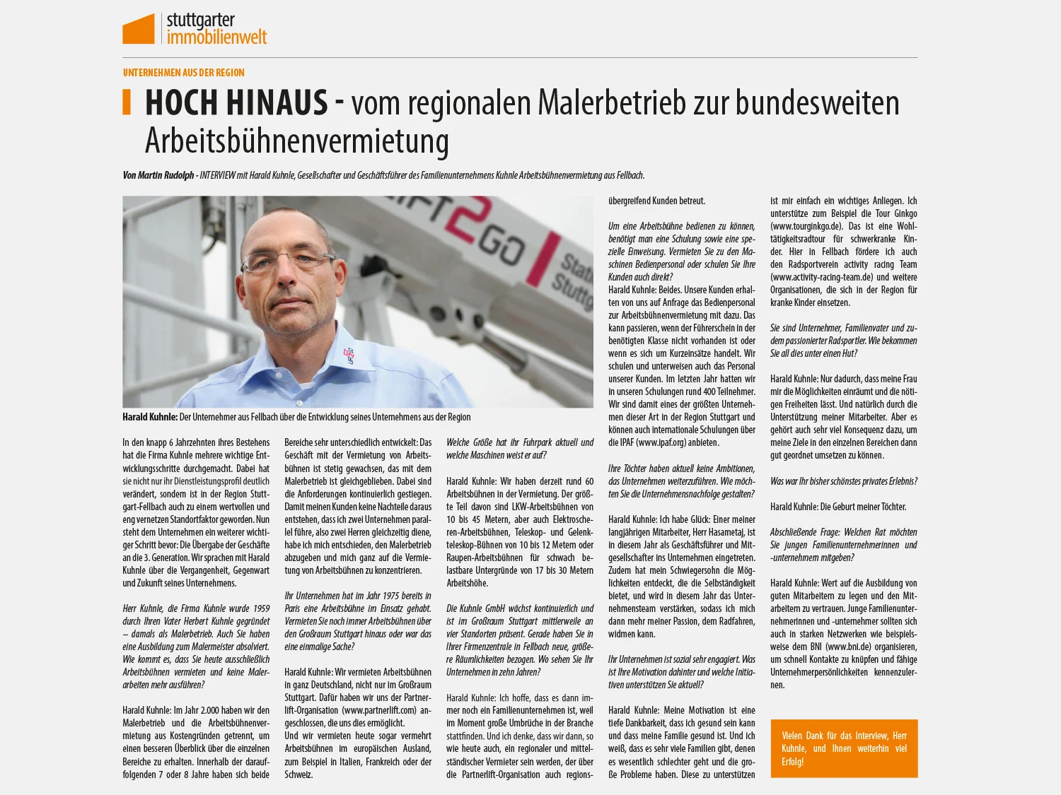 Stuttgarter Immobilienwelt Ausschnitt mit Foto von Harald Kuhnle oben links.